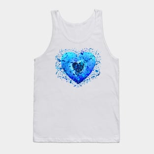 Shattering Ice Blue Heart Tank Top